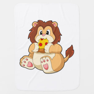Lion with Piece of Salami Pizza.PNG Baby Blanket