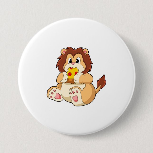Lion with Piece of Salami Pizza.PNG Button (Front)