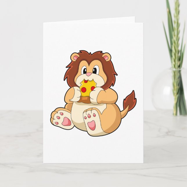Lion with Piece of Salami Pizza.PNG Card (Front)