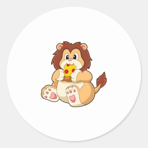 Lion with Piece of Salami PizzaPNG Classic Round Sticker