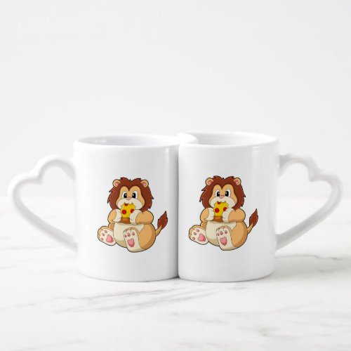 Lion with Piece of Salami PizzaPNG Coffee Mug Set