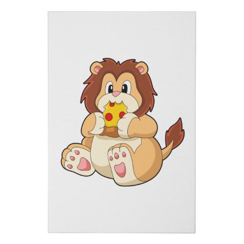 Lion with Piece of Salami PizzaPNG Faux Canvas Print