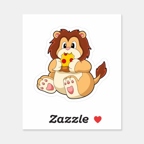 Lion with Piece of Salami PizzaPNG Sticker