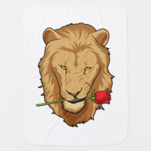 Lion with Rose Baby Blanket