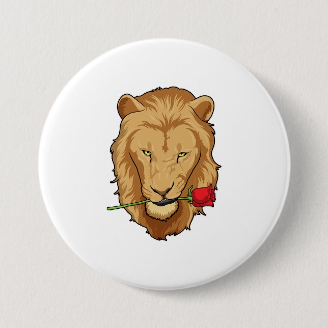 Lion with Rose Button (Front)