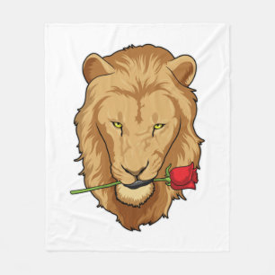 Lion with Rose Fleece Blanket