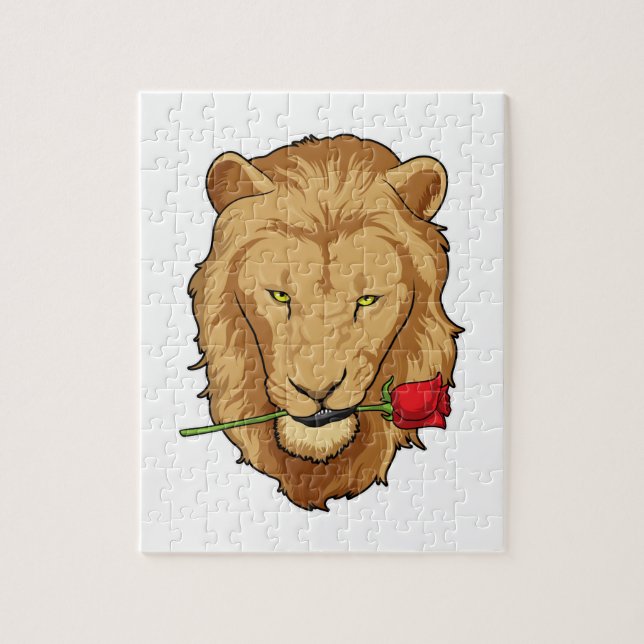 Lion with Rose Jigsaw Puzzle (Vertical)