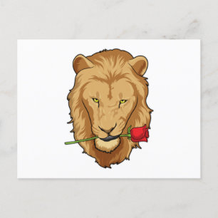 Lion with Rose Postcard