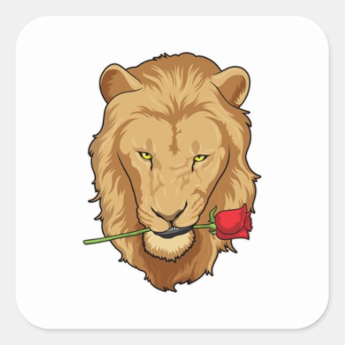 Lion with Rose Square Sticker
