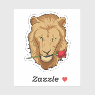 Lion with Rose Sticker