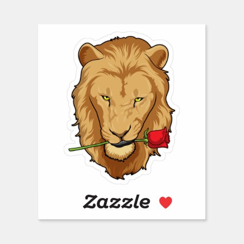 Lion with Rose Sticker
