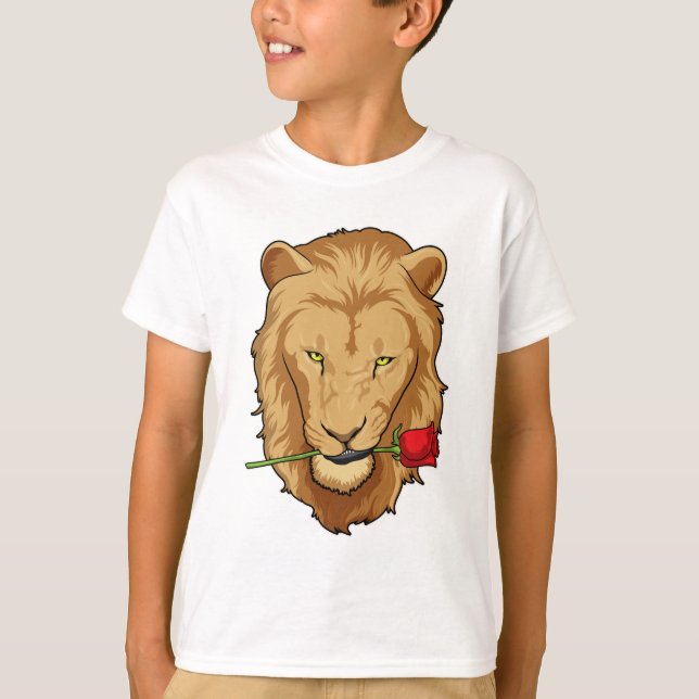 Lion with Rose T-Shirt (Front)