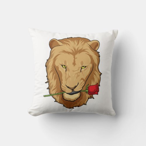 Lion with Rose Throw Pillow