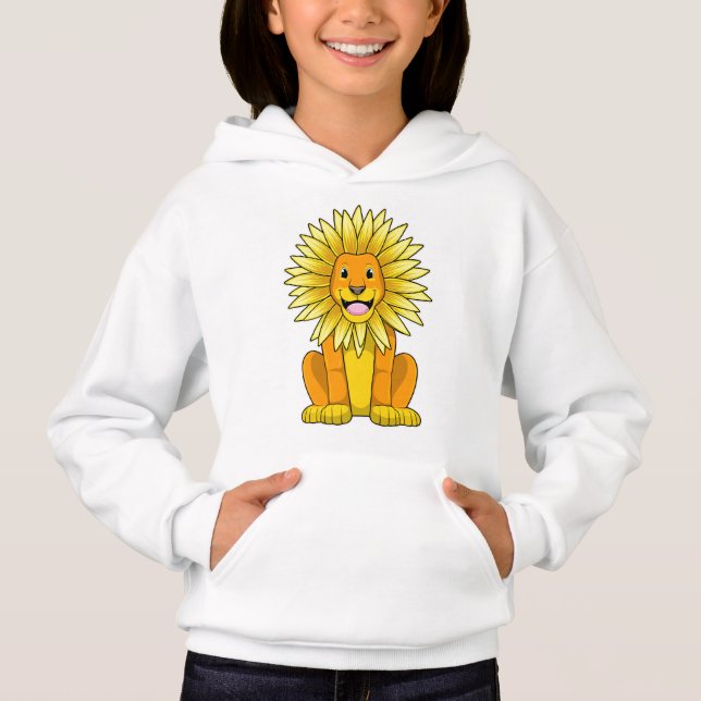 Lion with Sunflower Flower Hoodie (Front)