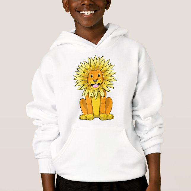 Lion with Sunflower Flower Hoodie (Front)