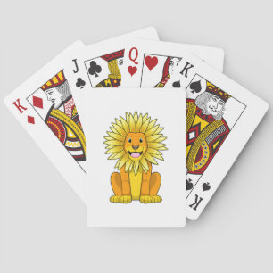 Lion with Sunflower Flower Poker Cards