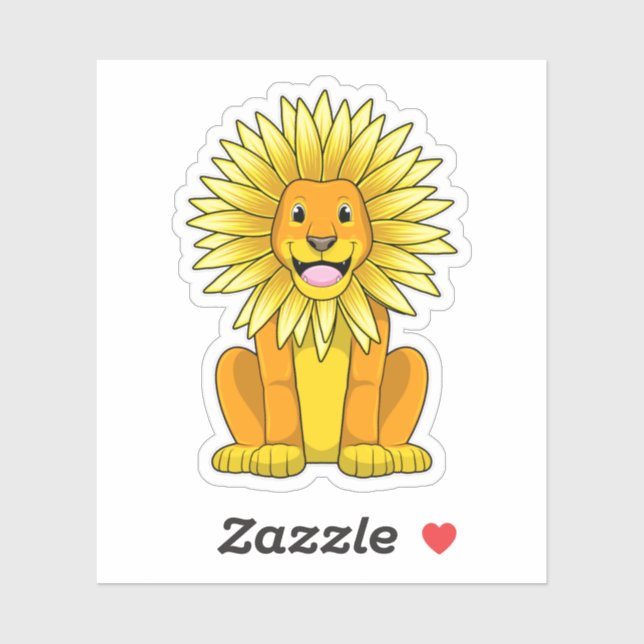 Lion with Sunflower Flower Sticker (Sheet)