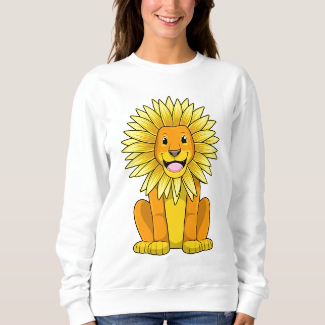 Lion with Sunflower Flower Sweatshirt (Front)
