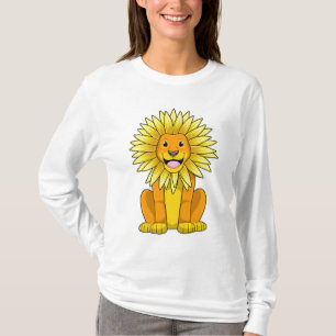 Lion with Sunflower Flower T-Shirt