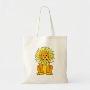 Lion with Sunflower Flower Tote Bag