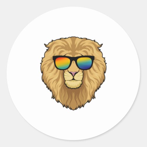 Lion with Sunglasses Classic Round Sticker