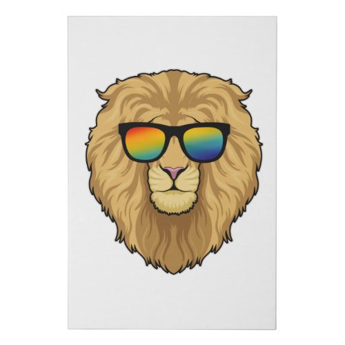 Lion with Sunglasses Faux Canvas Print