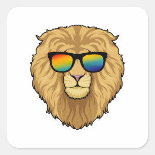Lion with Sunglasses Square Sticker