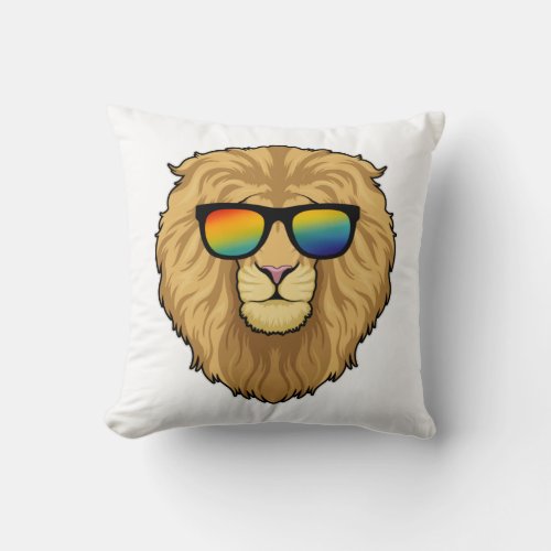 Lion with Sunglasses Throw Pillow