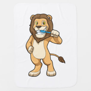 Lion with Toothbrush Baby Blanket