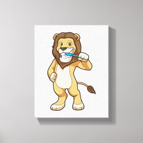 Lion with Toothbrush Canvas Print