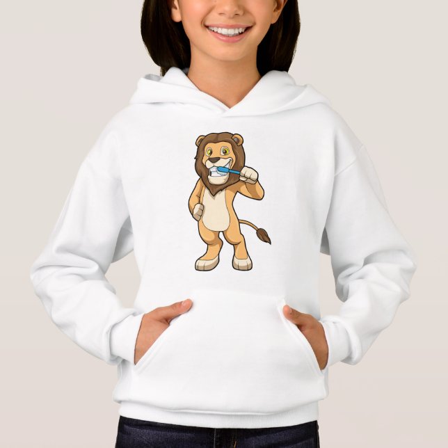 Lion with Toothbrush Hoodie (Front)