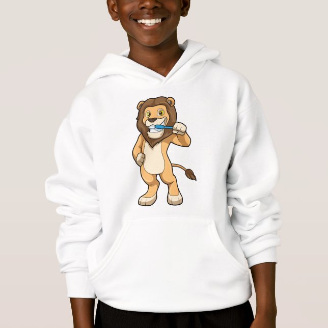 Lion with Toothbrush Hoodie (Front)