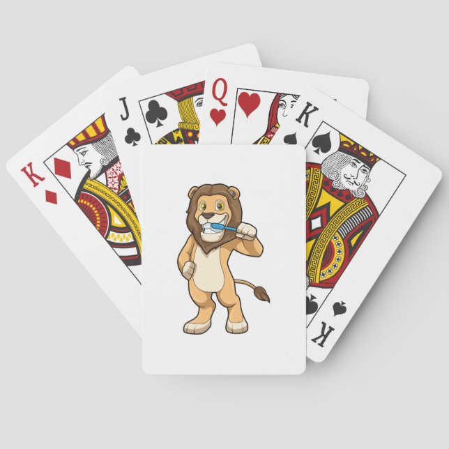 Lion with Toothbrush Poker Cards (Back)