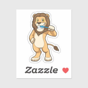 Lion with Toothbrush Sticker