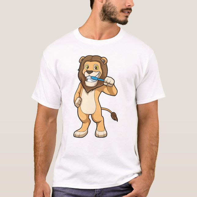 Lion with Toothbrush T-Shirt (Front)