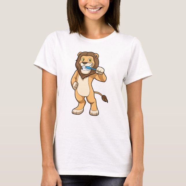 Lion with Toothbrush T-Shirt (Front)