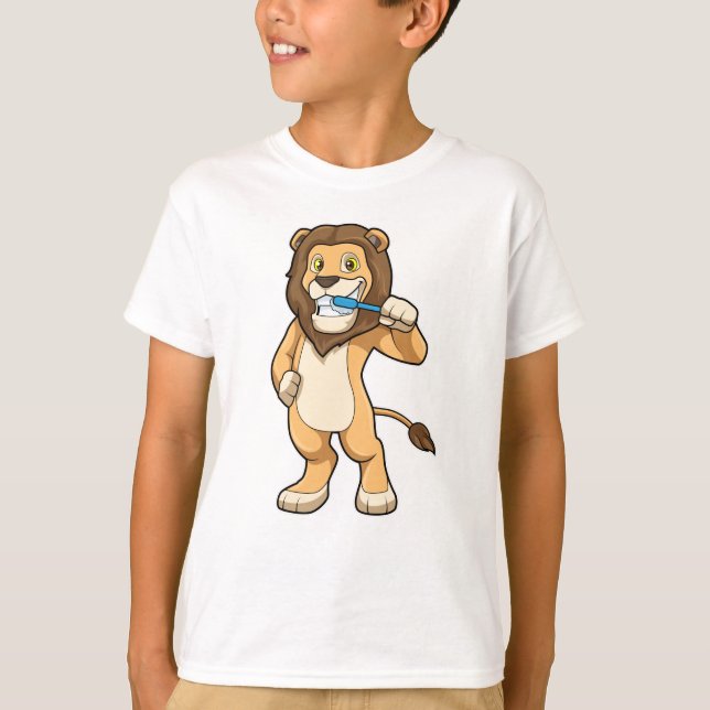 Lion with Toothbrush T-Shirt (Front)