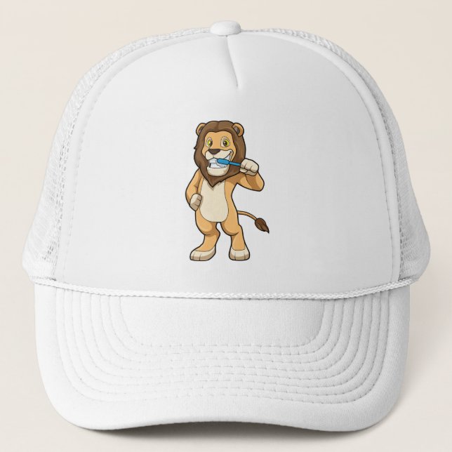 Lion with Toothbrush Trucker Hat (Front)