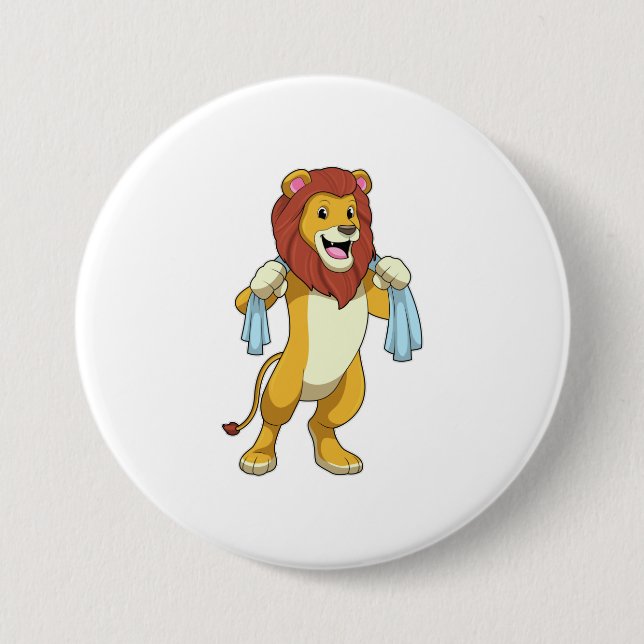 Lion with Towel for Shower Button (Front)