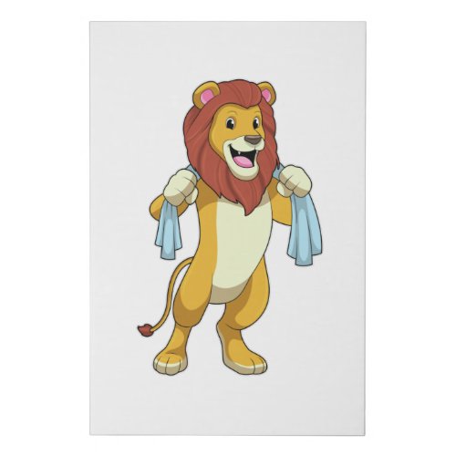 Lion with Towel for Shower Faux Canvas Print