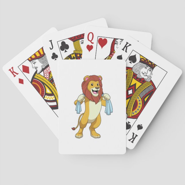 Lion with Towel for Shower Poker Cards (Back)