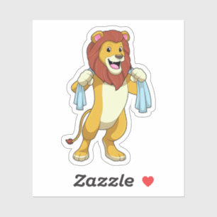 Lion with Towel for Shower Sticker
