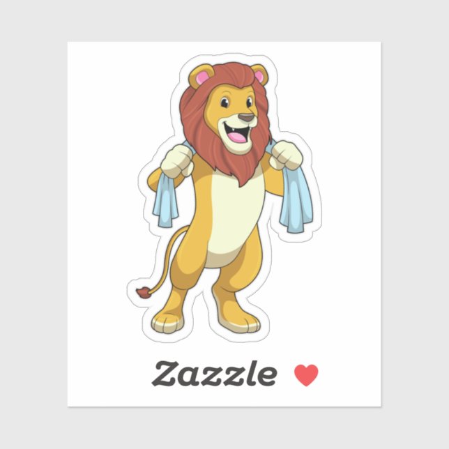 Lion with Towel for Shower Sticker (Sheet)