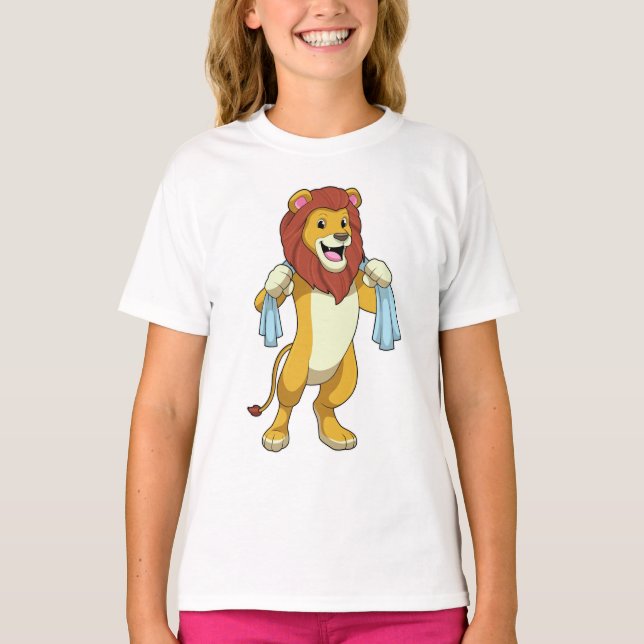 Lion with Towel for Shower T-Shirt (Front)