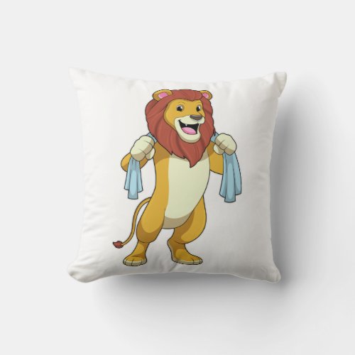 Lion with Towel for Shower Throw Pillow