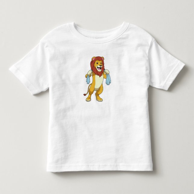 Lion with Towel for Shower Toddler T-shirt (Front)