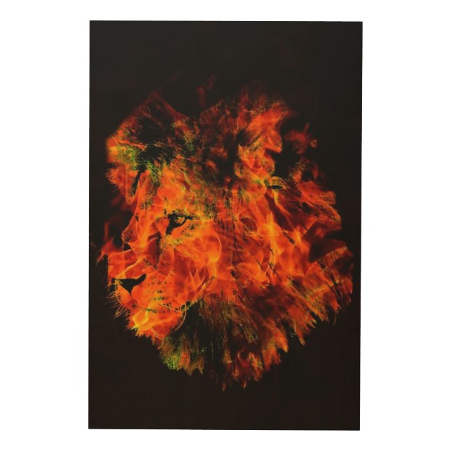 Lion Wood Wall Art (Front)