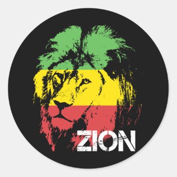 Lion Zion Classic Round Sticker by allworldtees at Zazzle