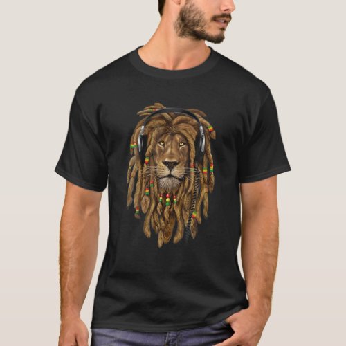 Lion Zion Dreadlock Rastafari Design T_Shirt