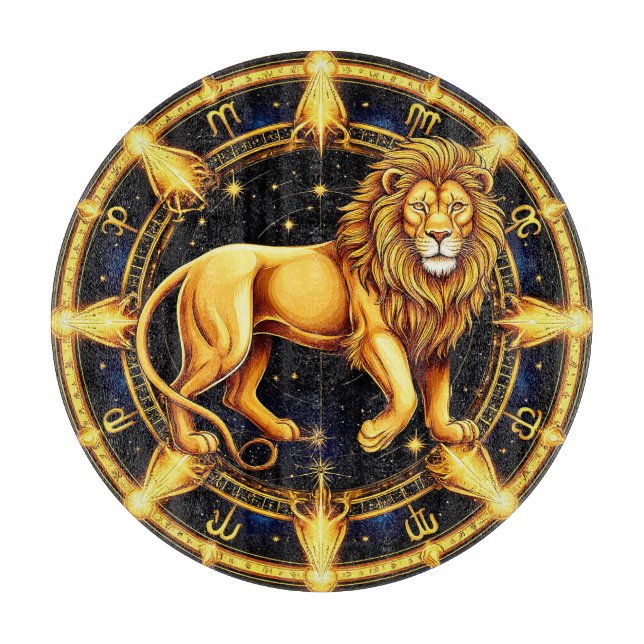 🦁 Lion Zodiac Celestial Starry Symbol Gift 🦁 Cutting Board (Front)